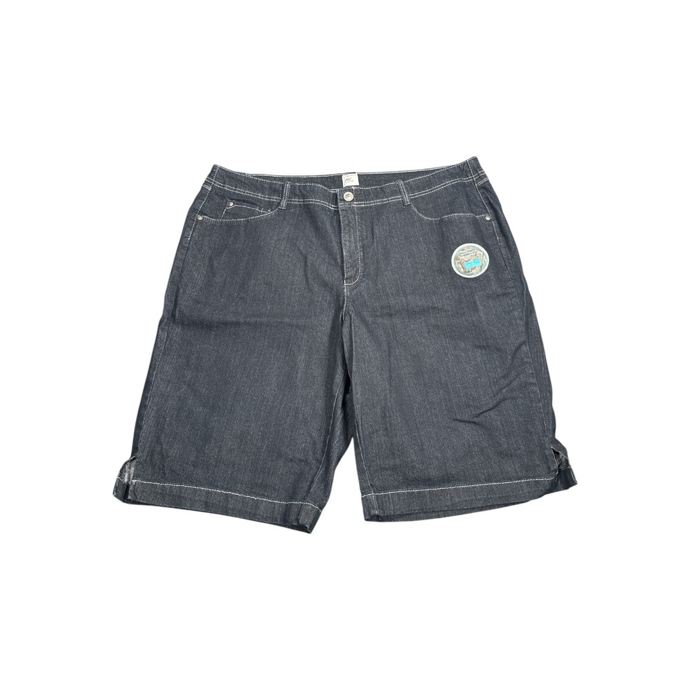 JMS Just My Size Womens 24W Denim Bermuda Shorts Butterfly Embroidered Dark Wash
